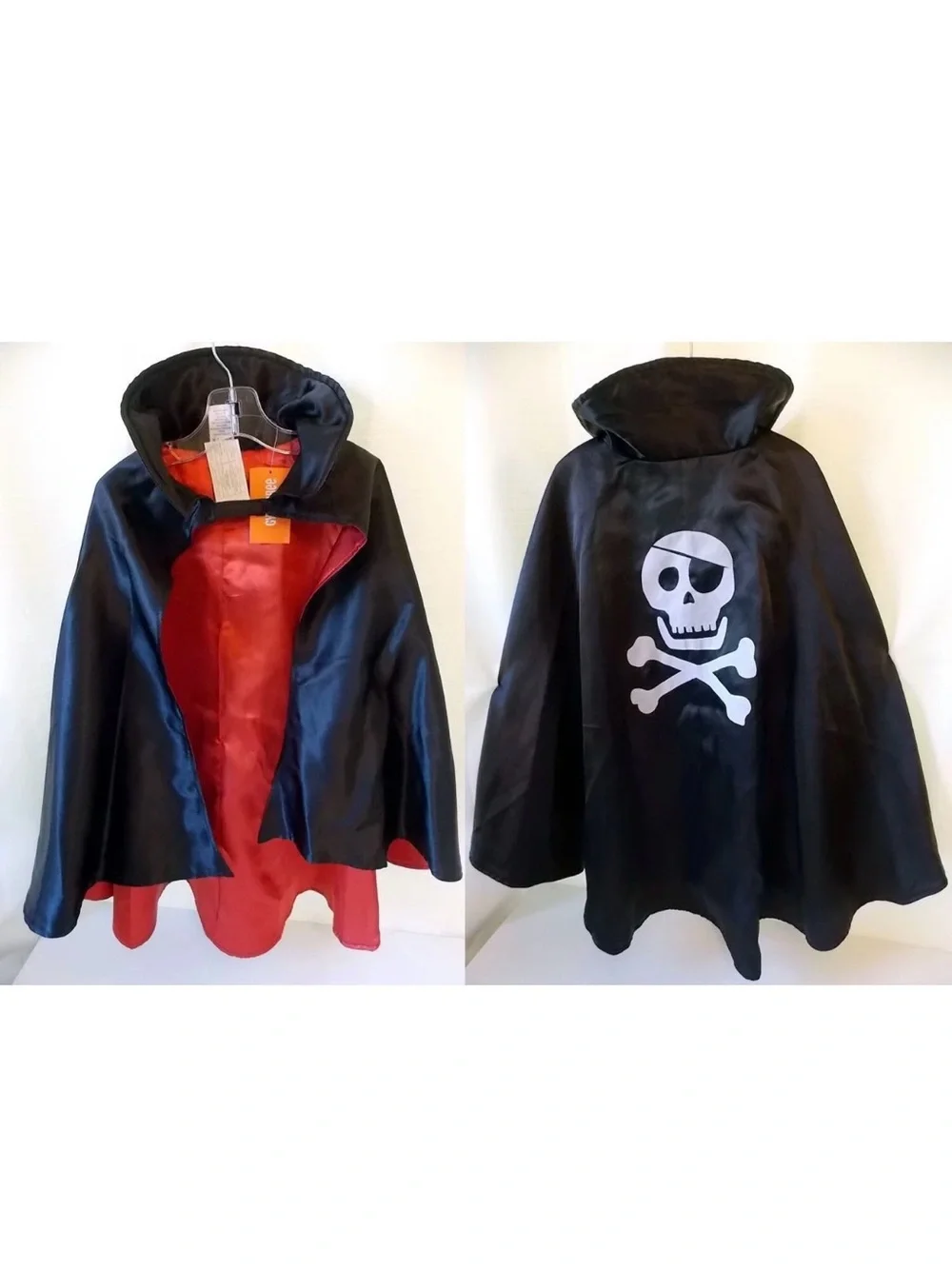 Gymboree Sz 4-6 XS/S Black Red Reversible Cape Halloween Costume NWT